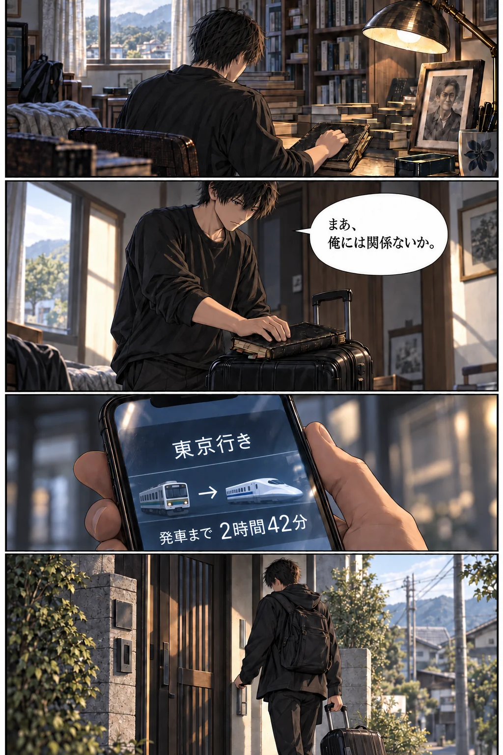 東京行きまでの時間をスマートフォンで確認するレン