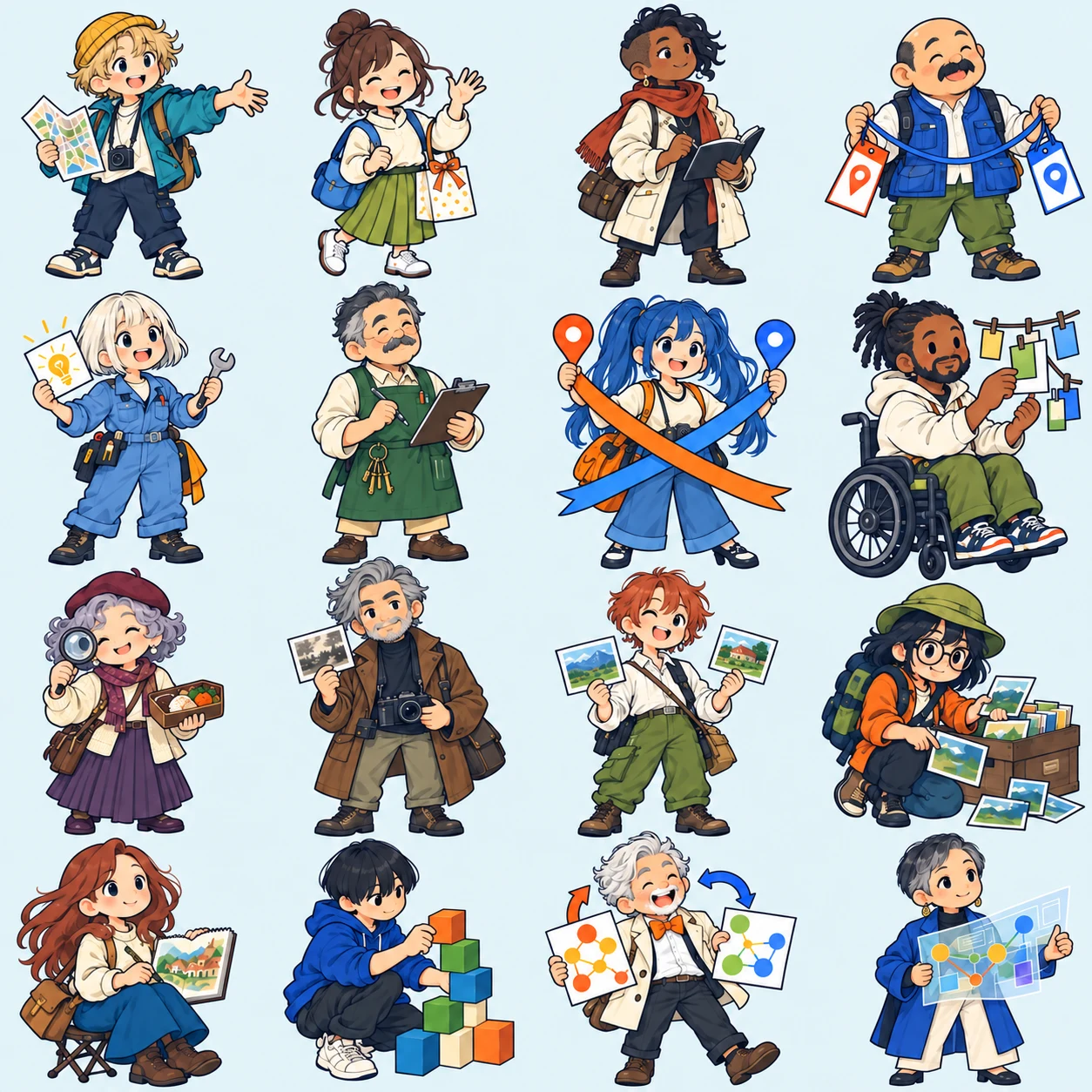 地域との16通りの関わり方を表す16人のキャラクター