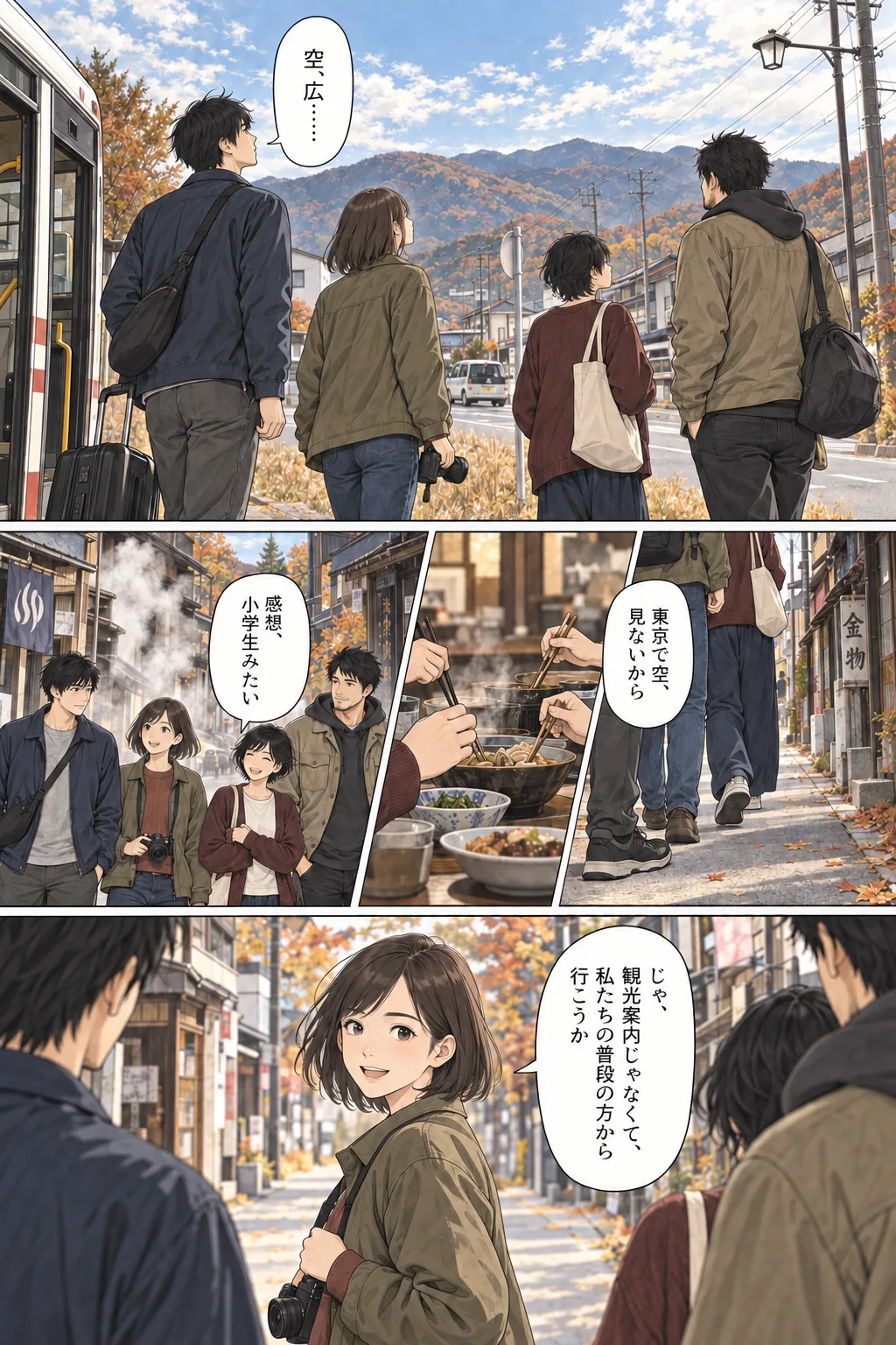 鹿角の町に到着する一行