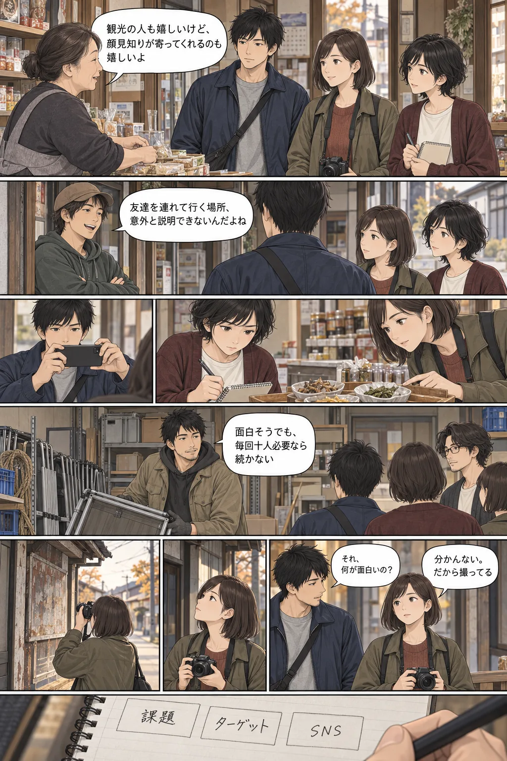 鹿角の人たちの声に耳を傾ける場面