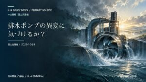 架空の排水ポンプと水の流れを描いたコンセプトビジュアル。実在の施設、災害、研究成果を示すものではありません